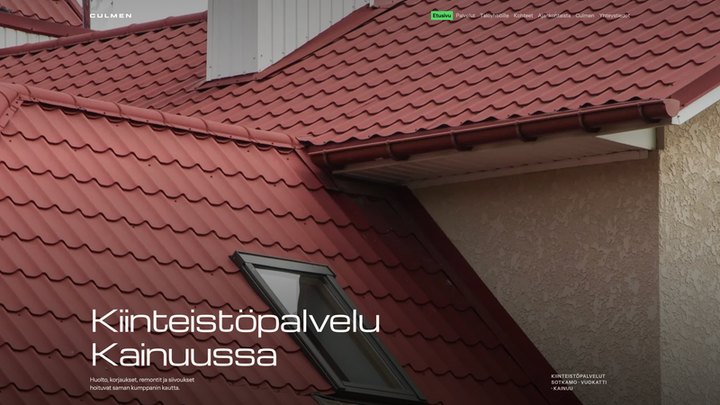 Kulmenin nettisivu: Kiinteistöpalvelu Kainuussa