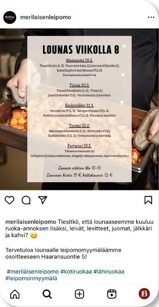Meriläisen Leipomo – somesisältö